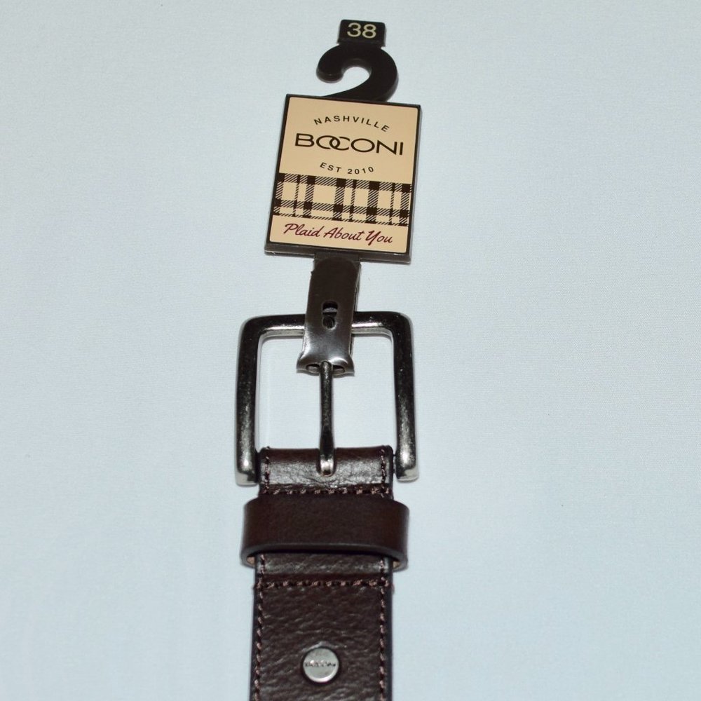NEW Boconi Dark Brown Leather Belt - Size 38 - Picture 7 of 14